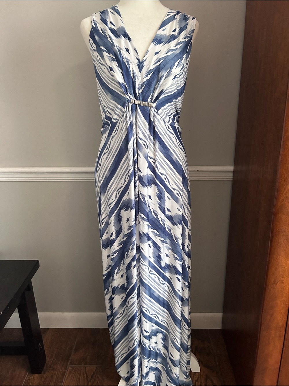Ruby Rd. Blue/white empire waist maxi dress XL